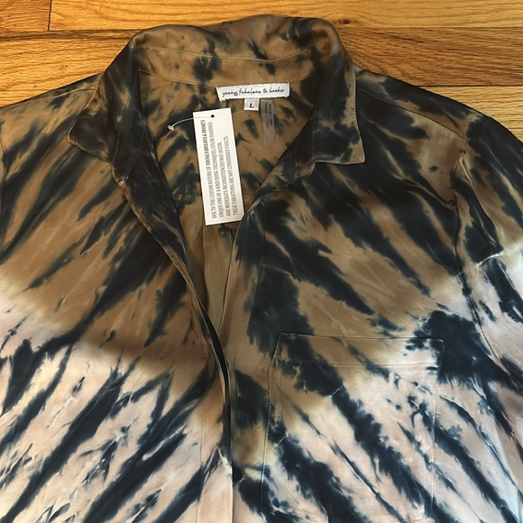 Young Fabulous and Broke Tie Dye Button Down Shirt Sz L - Picture 8 of 12